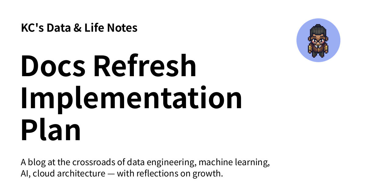 Docs Refresh Implementation Plan - KC's Data & Life Notes